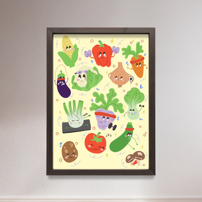 Sporty Vegetables Poster