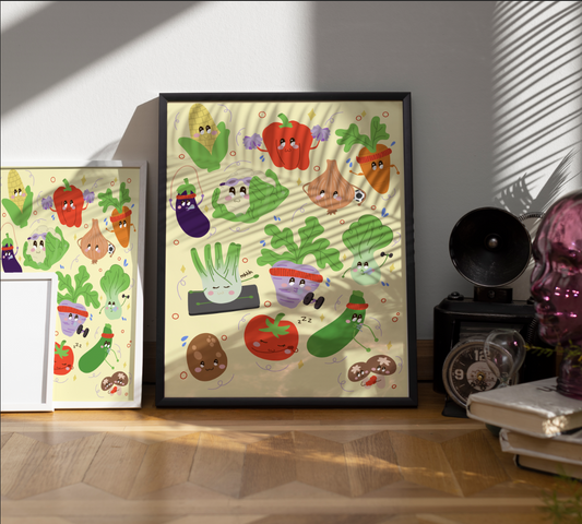 Sporty Vegetables Poster